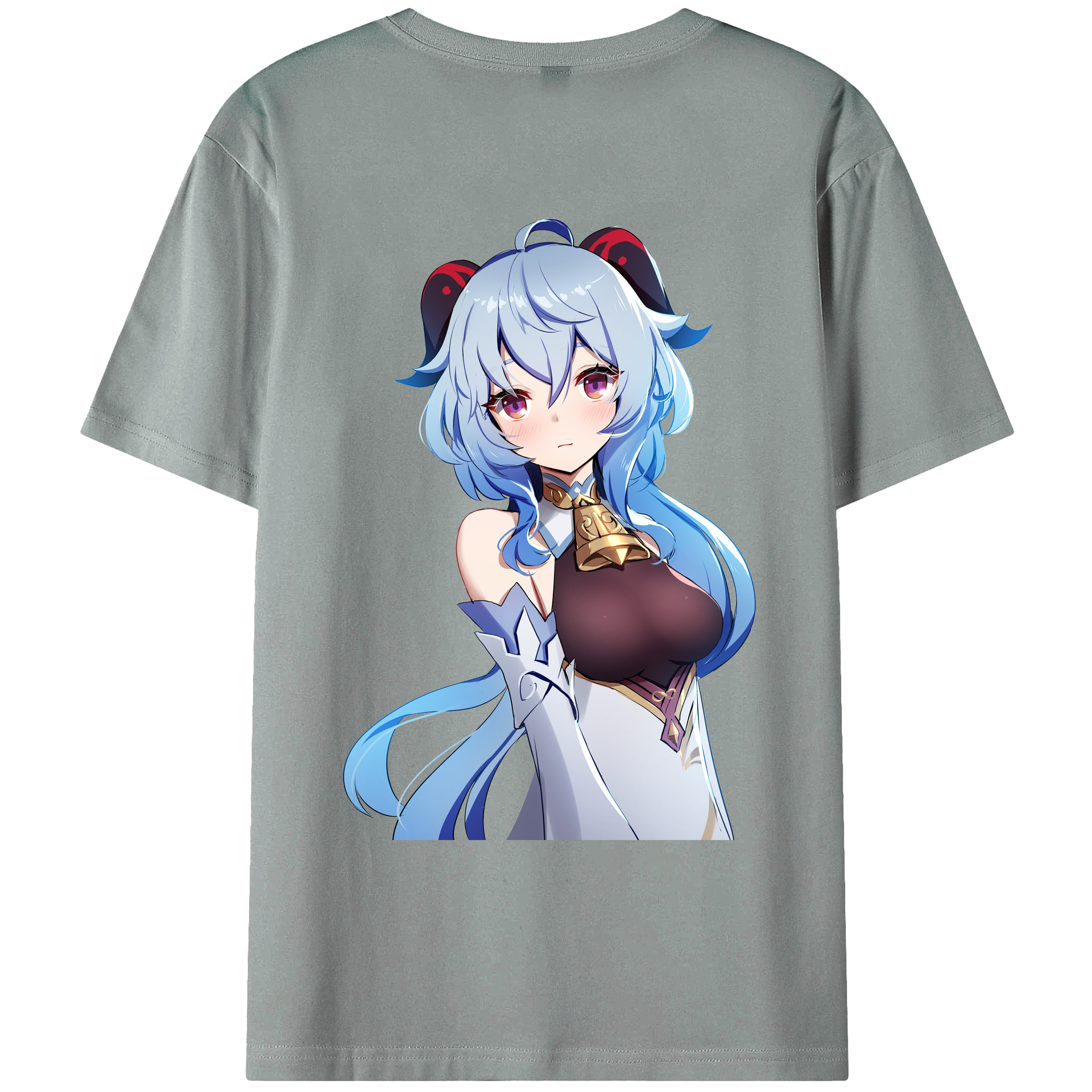 げんし神 甘雨 かんう genshin Ganyu 綿100％ メンズ半袖Tシャツ（バックプリント） 通気性